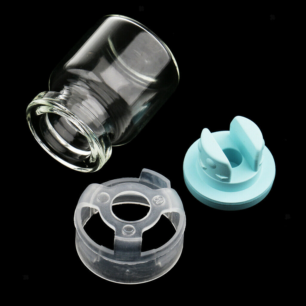 Lots 10pcs Empty Clear Glass Dram Bottles Vials With Black Screw   Blue  3ml