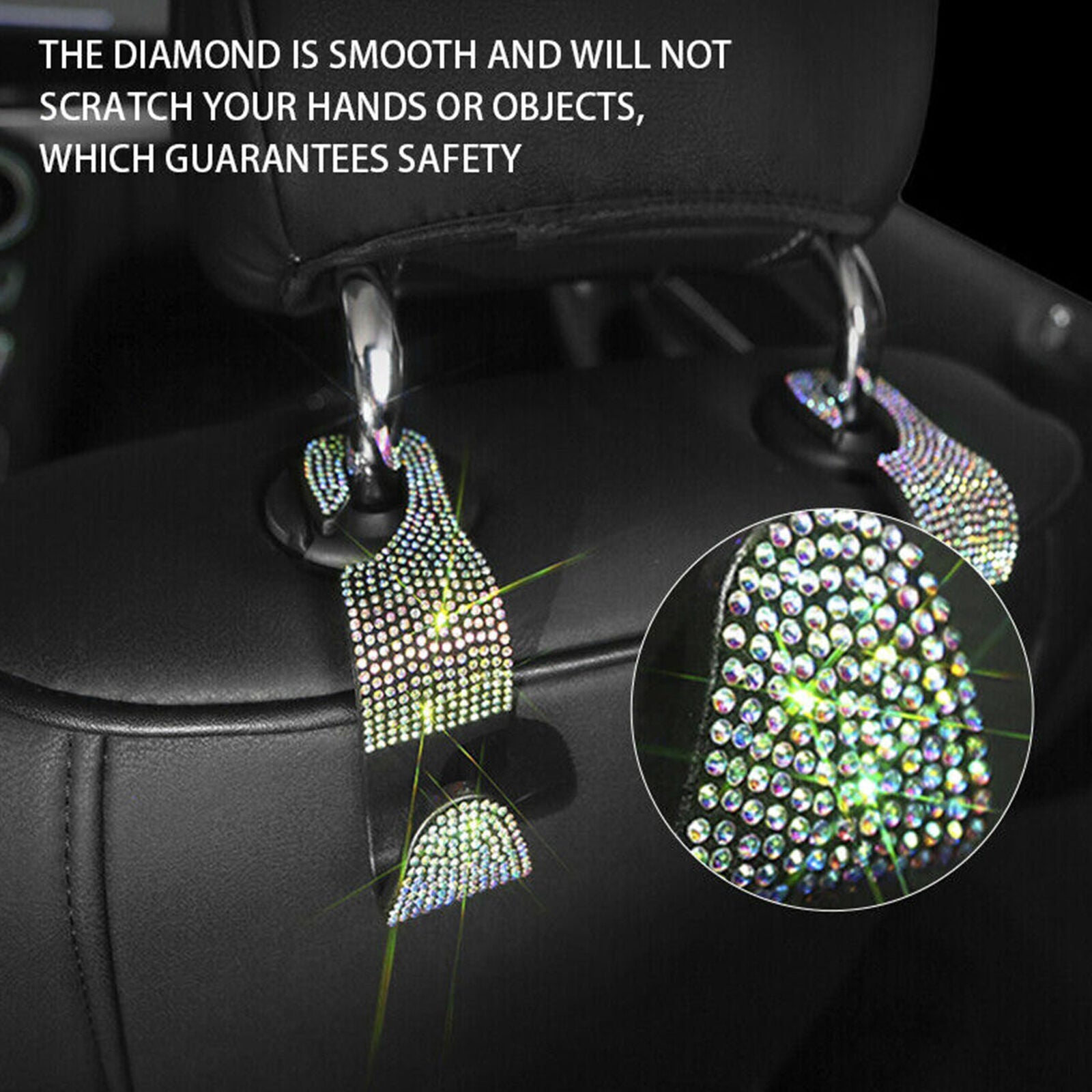 Shiny Crystal Car Seat Headrest Hook Backseat Hanger Bag Cloth Hanging Holder X1
