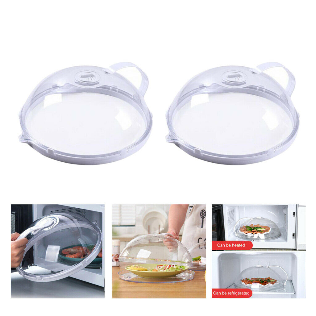 2 Pieces Microwave Splatter Cover Guard w/Handle Anti-Splash Food Cover