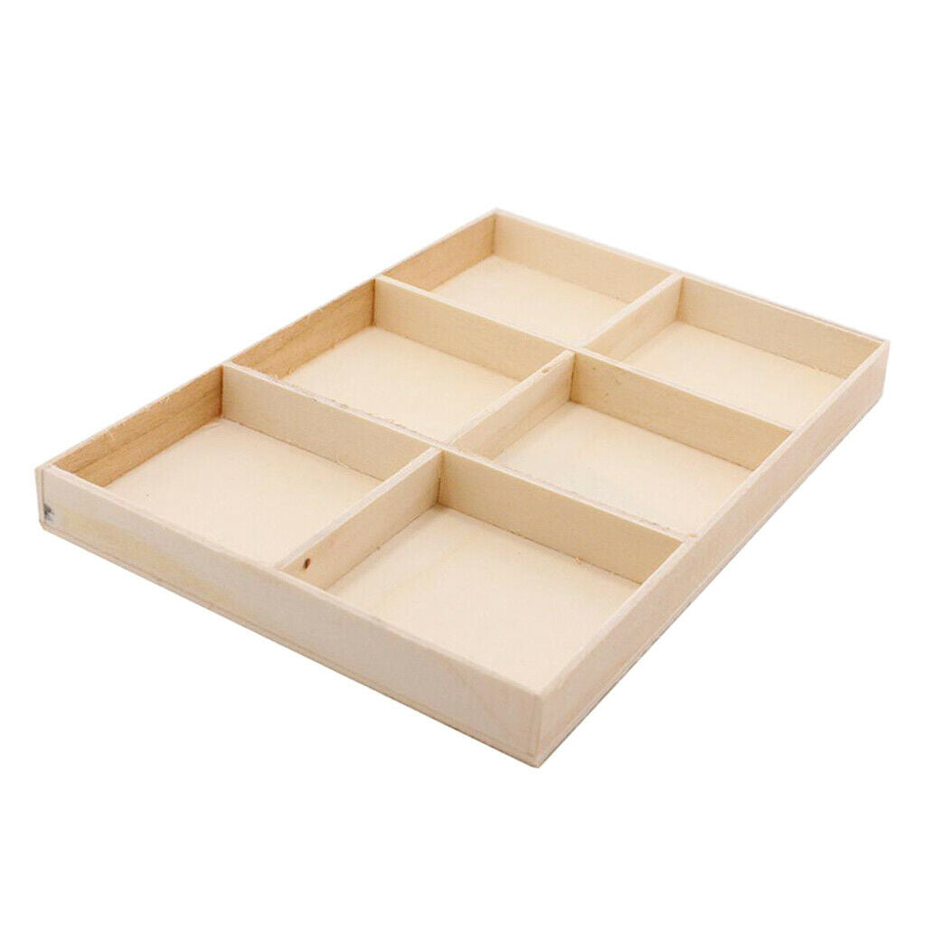 6 Compartments Wooden Divided Boxes Succulents Flower Pot Desktop Storage Box