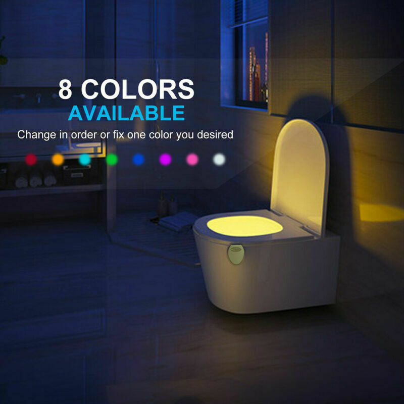 Home 8 Colors USB Rechargeable LED Toilet Bowl Night Light Body Motion Sensor