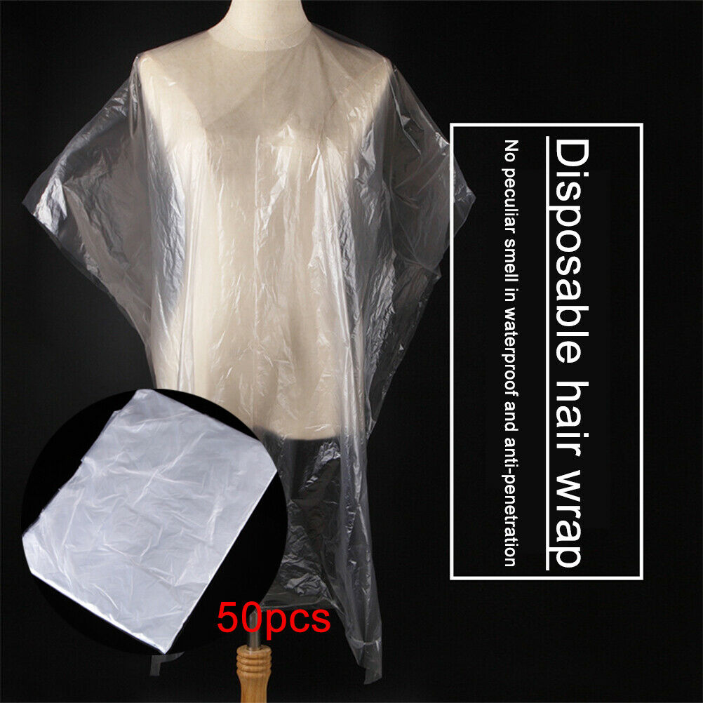 50Pcs Hair Cutting Capes Disposable Waterproof Hair Salon Cape Apron Barber Tool