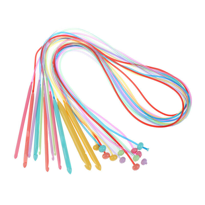 12pcs Plastic Flexible Afghan Tunisian Crochet Hooks Weave Needles 3.5 N JfJCDD