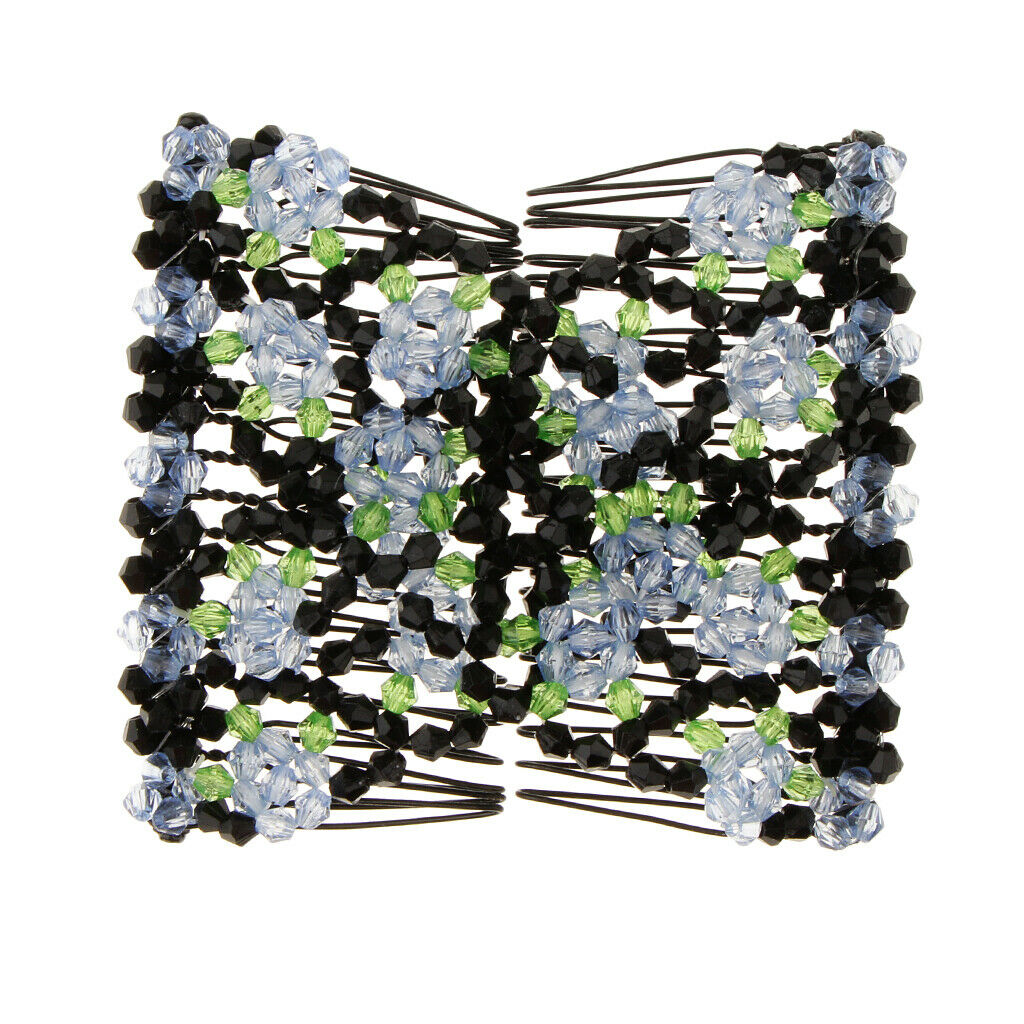 2x  Hair Combs Floral Beads Double Hair Clips