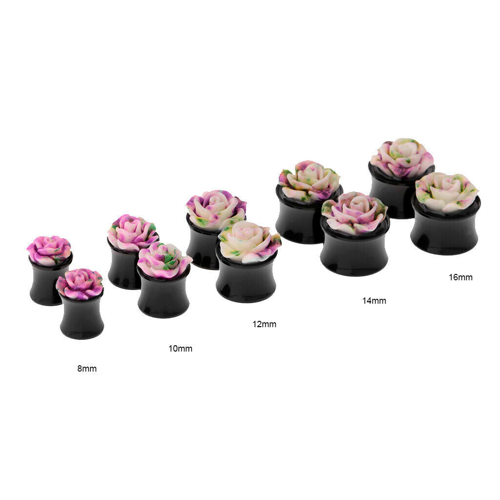 1 Pair Acrylic Ear Plugs Tunnels Rose Flower Saddle   Expanders 14mm