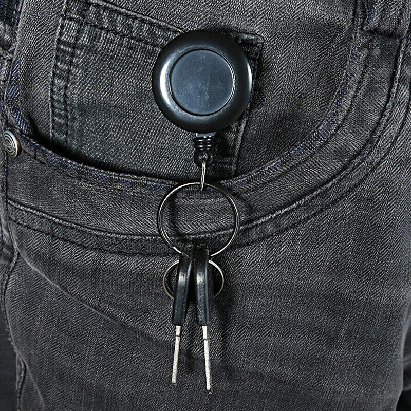 Retractable Pull Badge Reel Lanyard Holder Reels Recoil Belt Key Ring Chain  YR