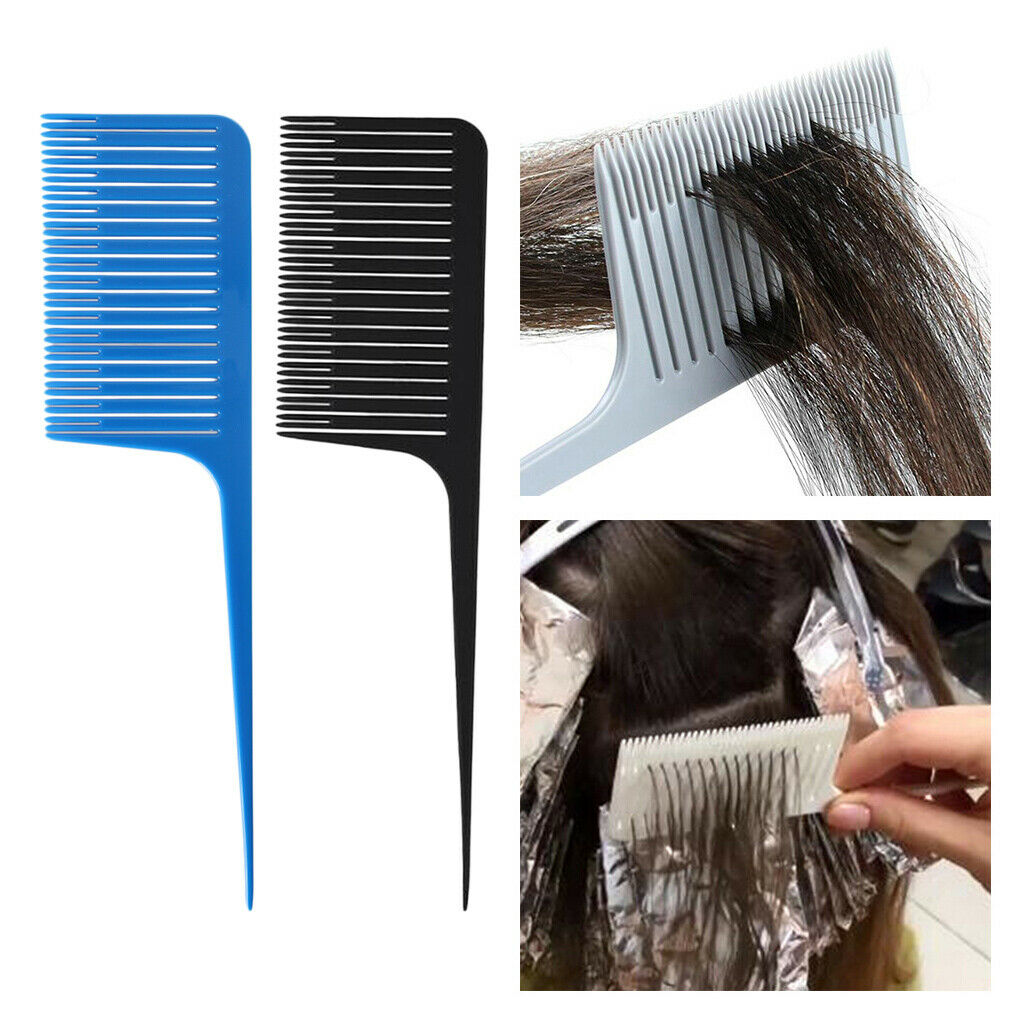 2x Pro ABS Weaving Highlighting Foiling Hair Combs Dyeing Combo Black&Blue