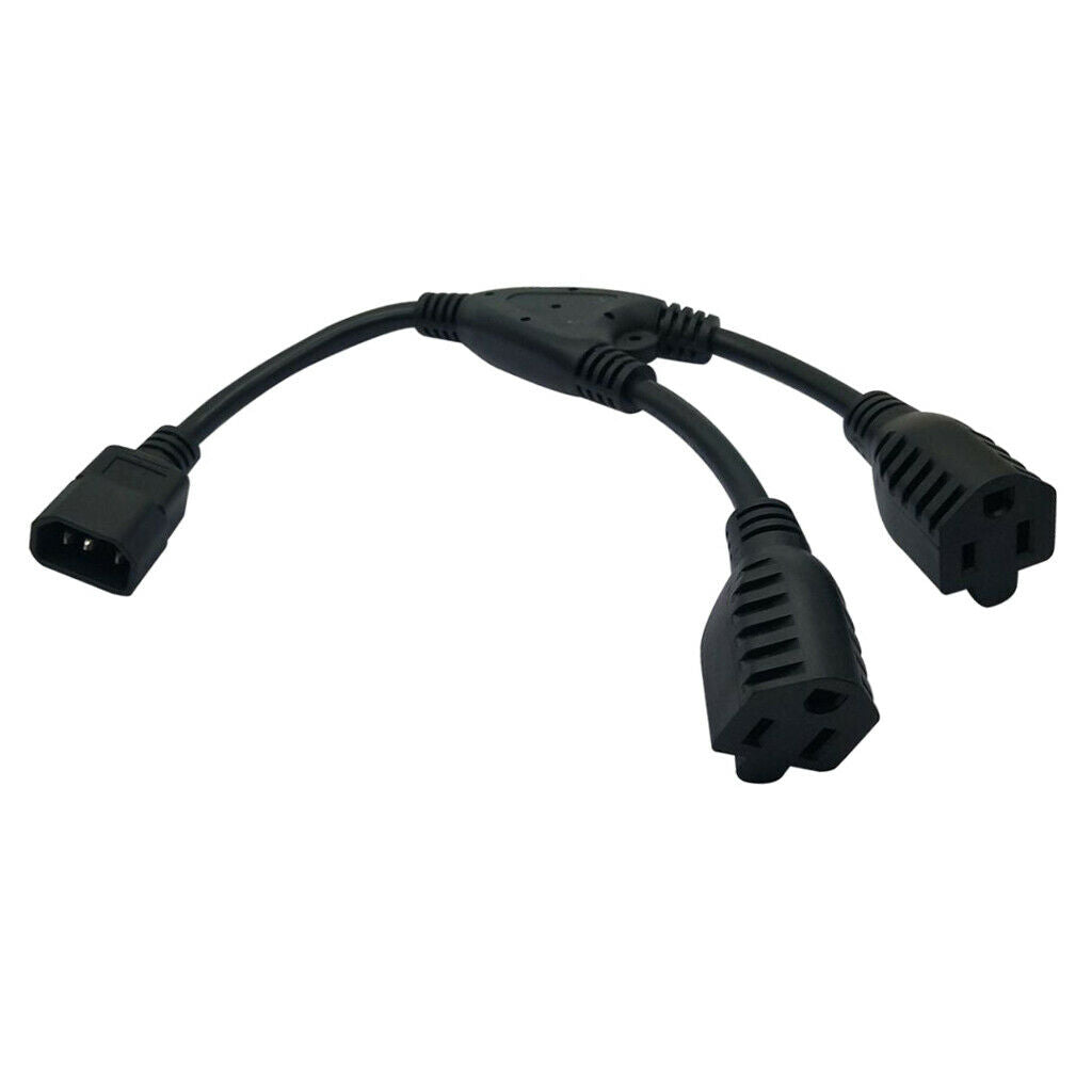 New C14 Male to 2x5-15R Female 30cm 3 Prong 0.75 Square PDU Server Kit