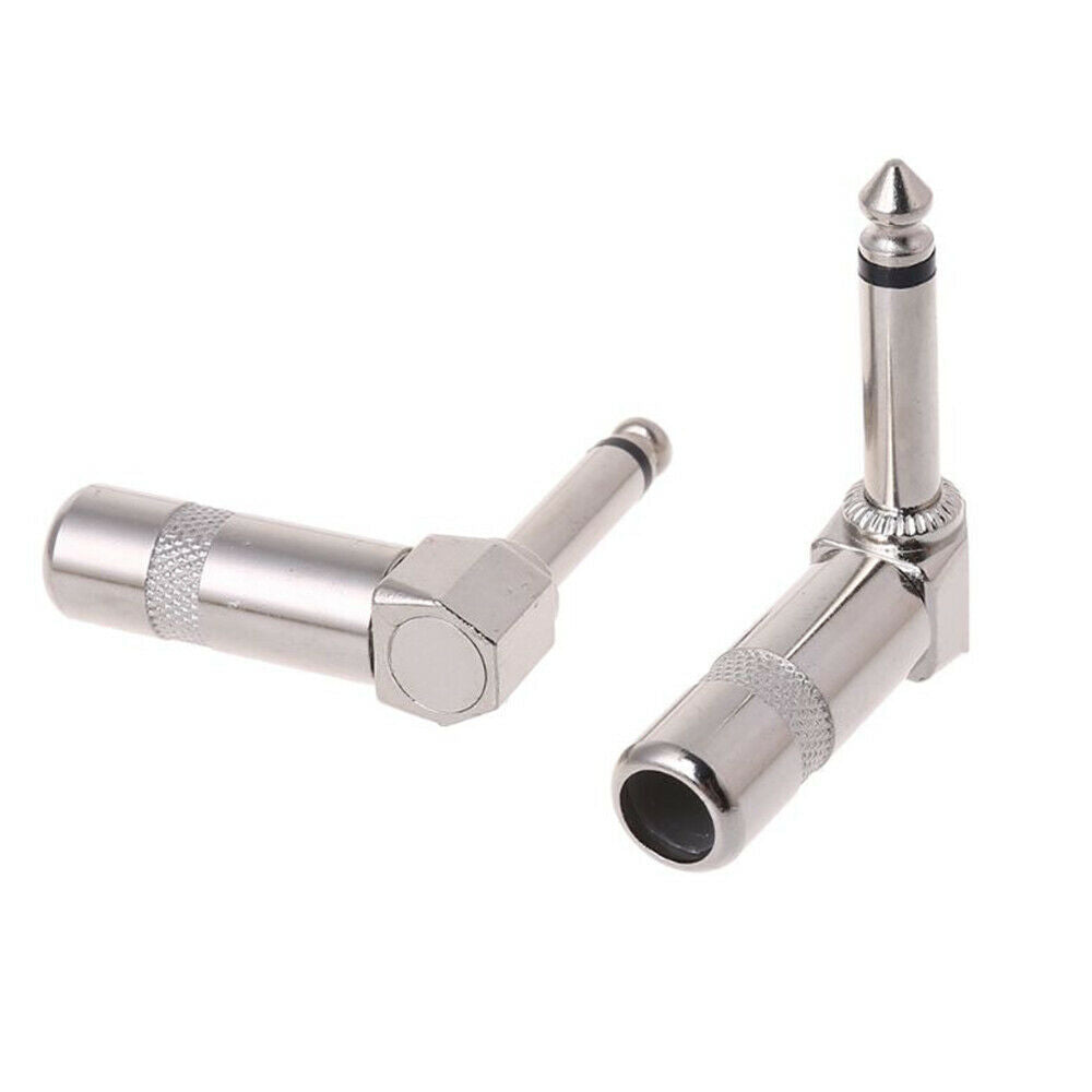 4PCS 1/4 Inch 6.35mm Jack Right Angle Male Mono Plug Connector For Guitar Audio