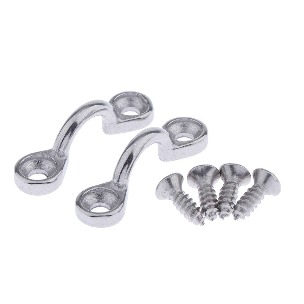 2pcs Stainless Steel Marine C Type Pad Eye Straps Accessories with 4 Screws