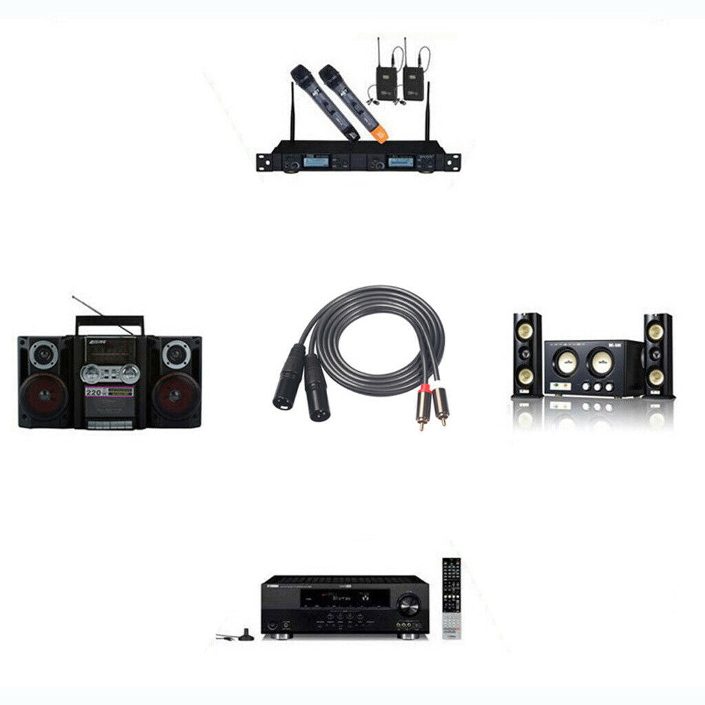 Dual RCA to Dual XLR Stereo Y-Cable Splitter Cord Compatible for Multimedia