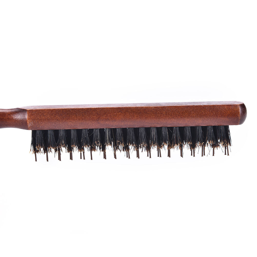 Hair Brush Wood Handle Boar Bristle Beard Brush Comb Detangling Straighten.l8