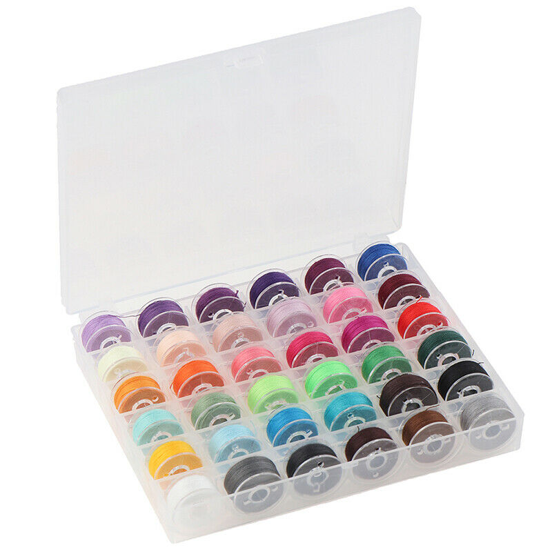 36Pcs Colorful Spools + Empty Bobbins Case Organiser Set Sewing AccessoriesBDAU