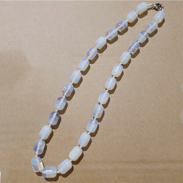 1 Strand 14x10mm Unisex White Opal Barrel Beads Handmade Necklace 42cm HH9214