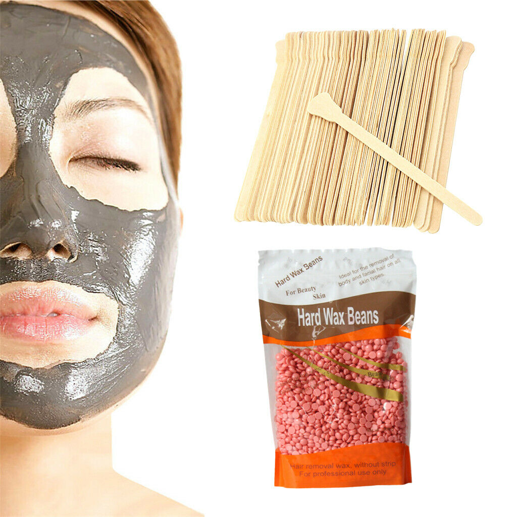 100g Hard Wax Beans Depilatory Arm Bikini Waxing Hair Removal + Spatulas