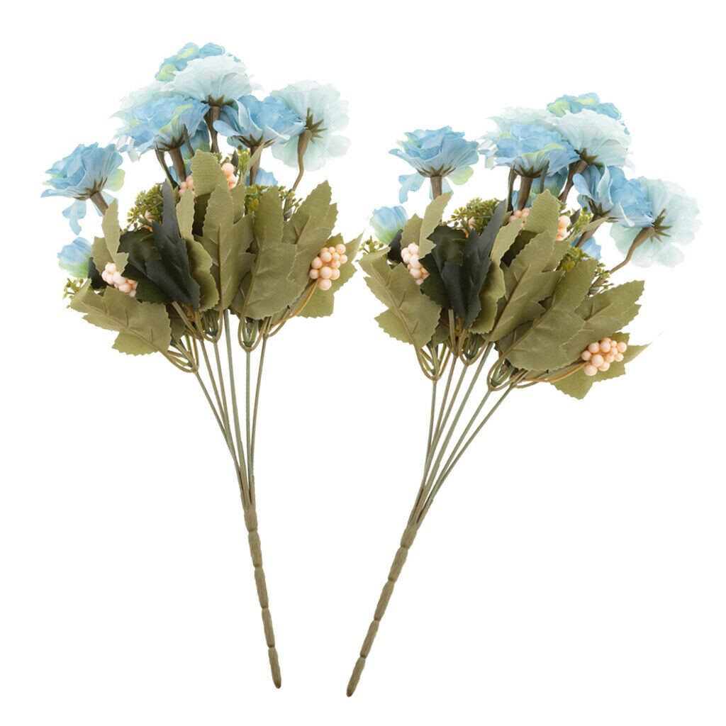 2 Pieces Artificial Silk Flower 5 Heads Bridal Bouquet Wedding Home Decor