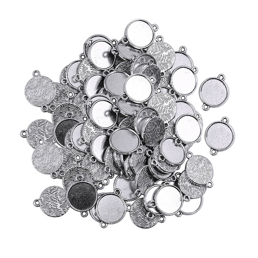 100pcs 12mm Round Photo Cameo Cabochon Settings Pendant Blanks Tray for Bracelet
