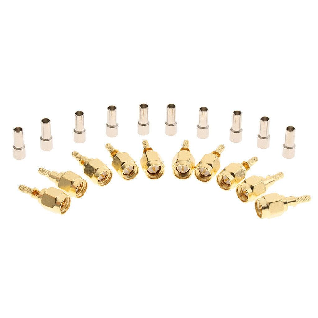 10Pcs SMA Male Crimp Straight Connector RF Coaxial Adapter for RG316 RG174