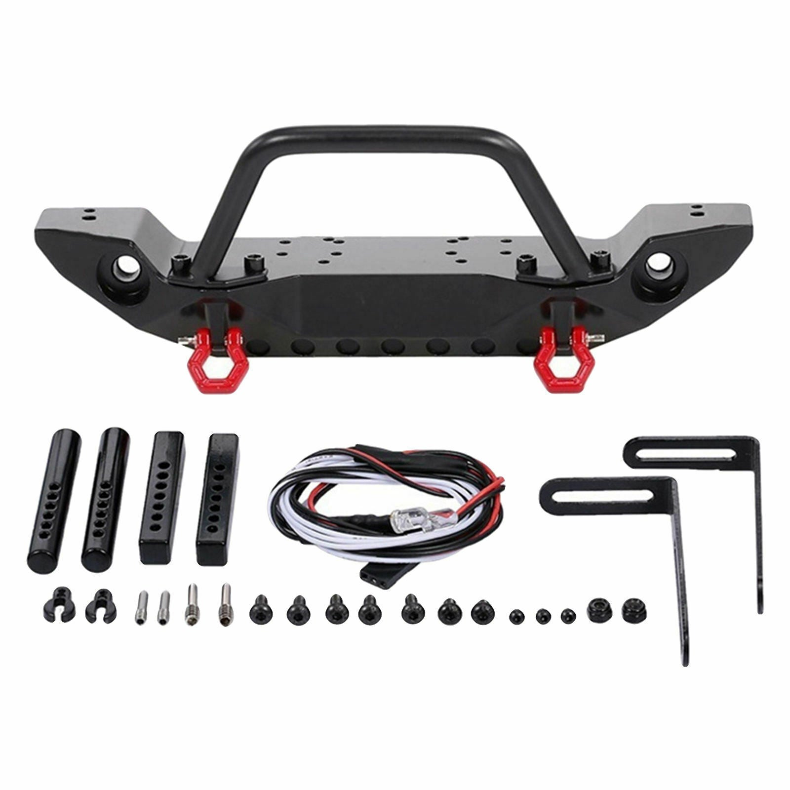 1/10 RC Metal Front Bumper & 2 LED Lights Set for Axial SCX10 90047 Crawler Car