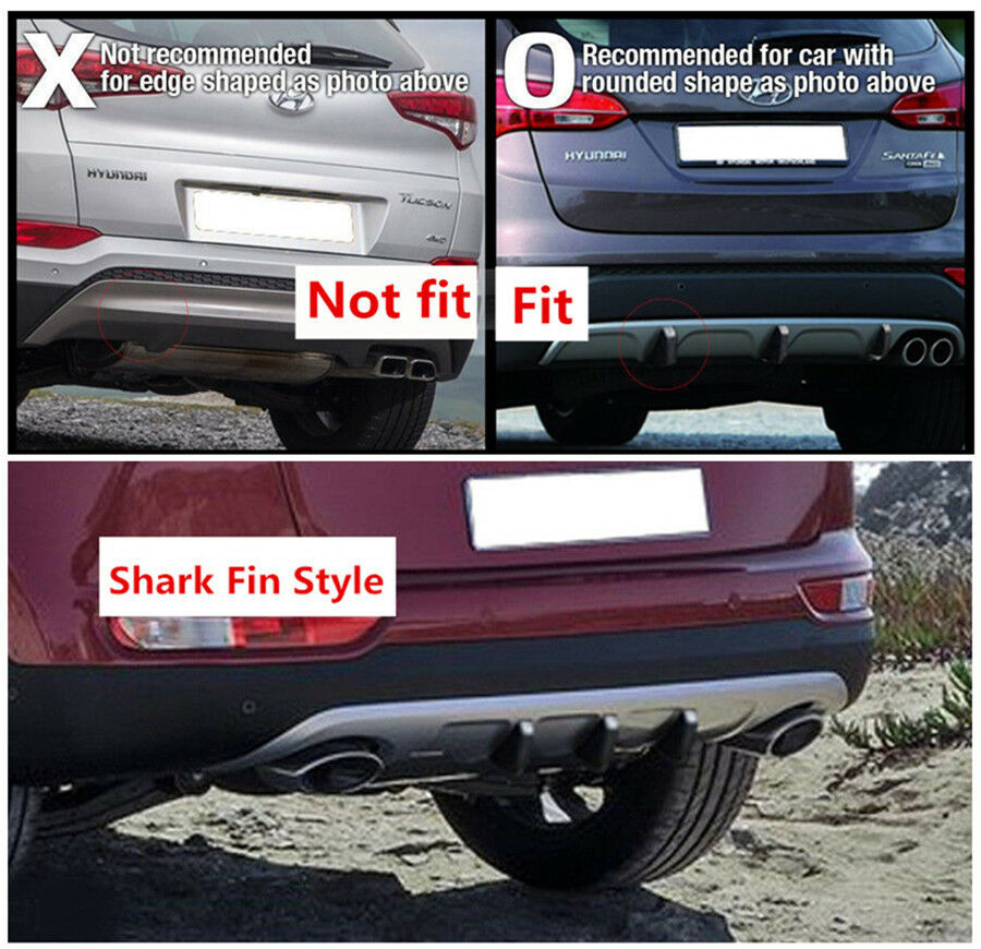 4Pcs Car Rear Bumper Diffuser Molding Point Garnish Shark Fin Spoiler Protectors