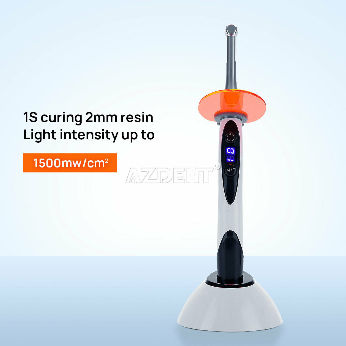 Cordless Dental Curing Light Metal Head Large Capacity LED 1s 800-1500mw/cm²