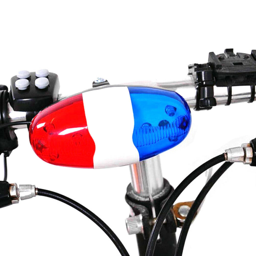 6 bike bicycle police led light + 4 loud siren sound trumpet cycling horn bel Lt