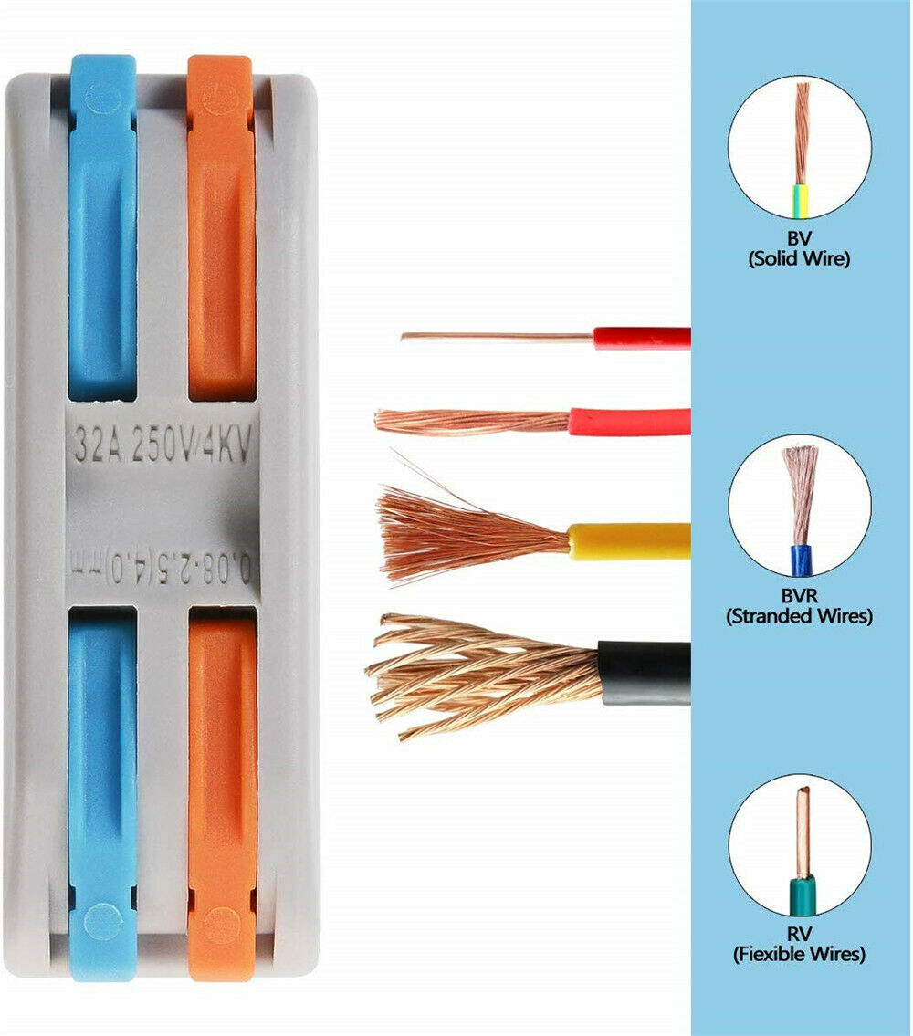 SPL-2 10PCS REUSABLE SPRING LEVER TERMINAL BLOCK ELECTRIC CABLE WIRE CONNECTOR