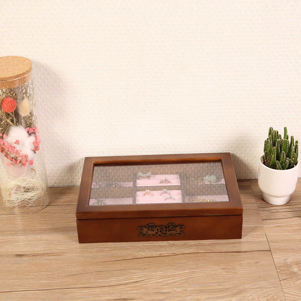 Portable Jewelry Display Storage Box Watch Ring Organizer Case for Women Men