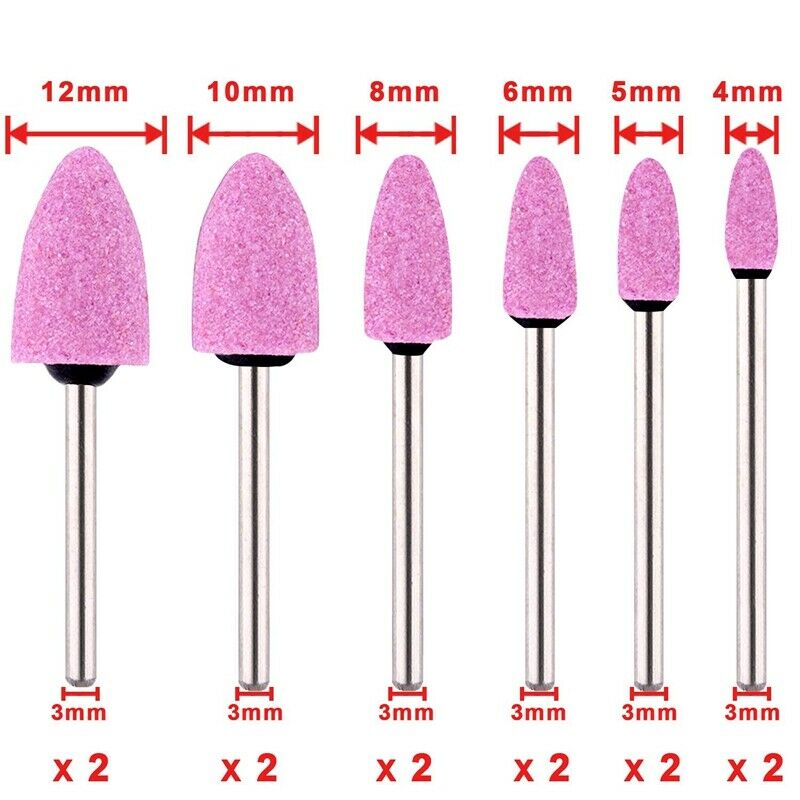 72 Pcs Mounted Points Abrasive Stone Heads Set 6 Sizes Grinding Wheel Bits forL1