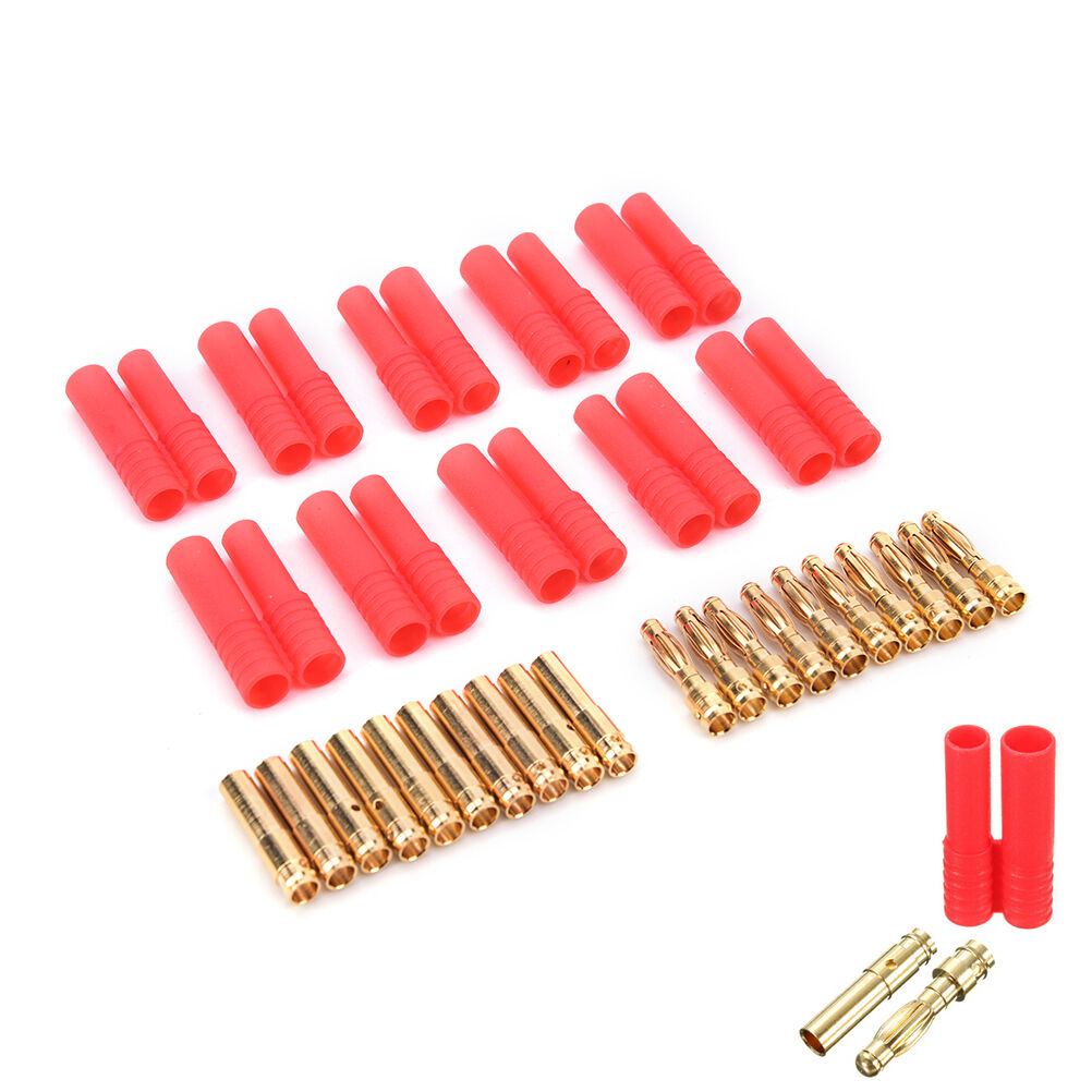 10pack HXT 4mm bullet banana plugs with red housing for RC connector AM-1009C Rf