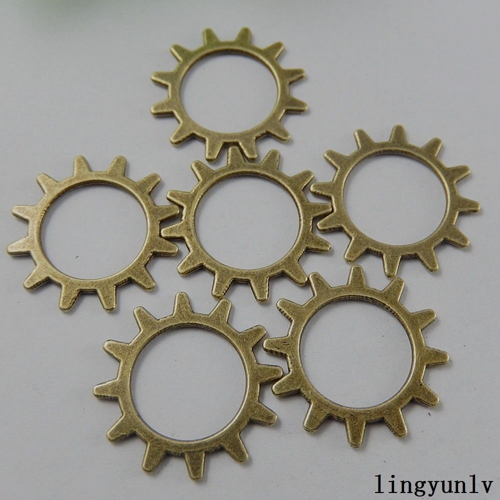 20x1mm Retro Bronze Alloy Gear Wheel Pendant Charm Handmade Jewelry Craft 60 pcs
