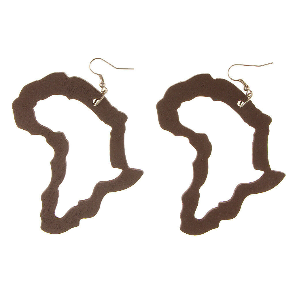 DIY Unfinished Wooden Earrings Africian Map Drop Big Hook Earring Jewelry #4