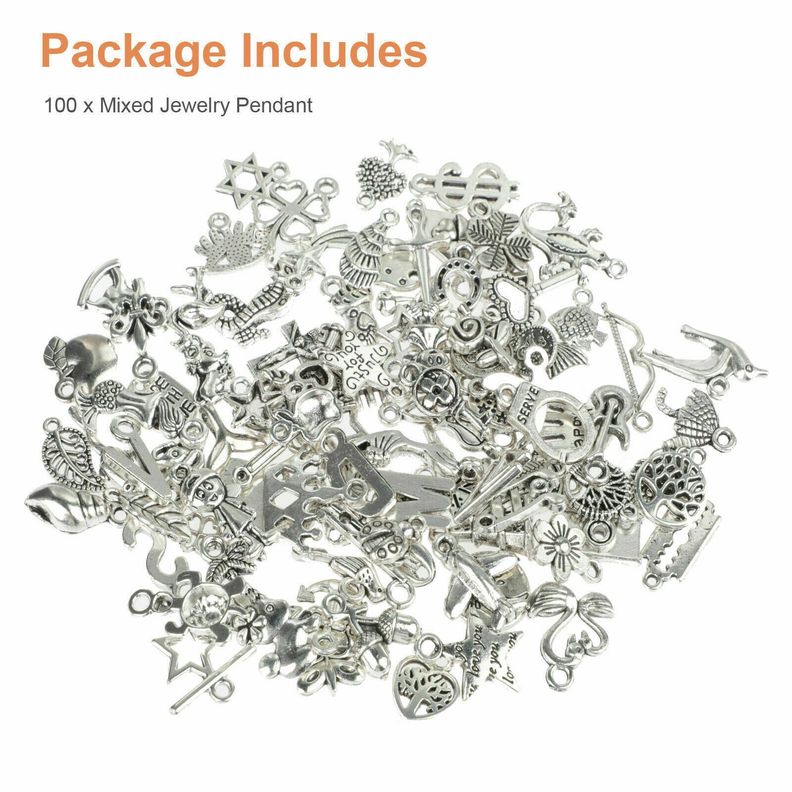 100x Mixed Charms Jewelry Making Pendant Clasp Bracelets Necklace DIY Craft Tool