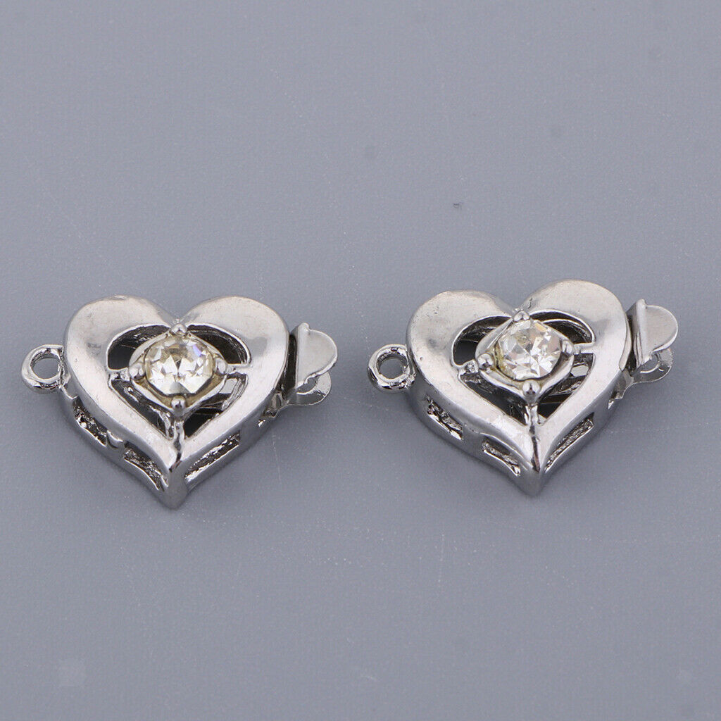 5x Rhinestone Diamante Love Heart Box Clasp Wedding Jewelry Making Findings