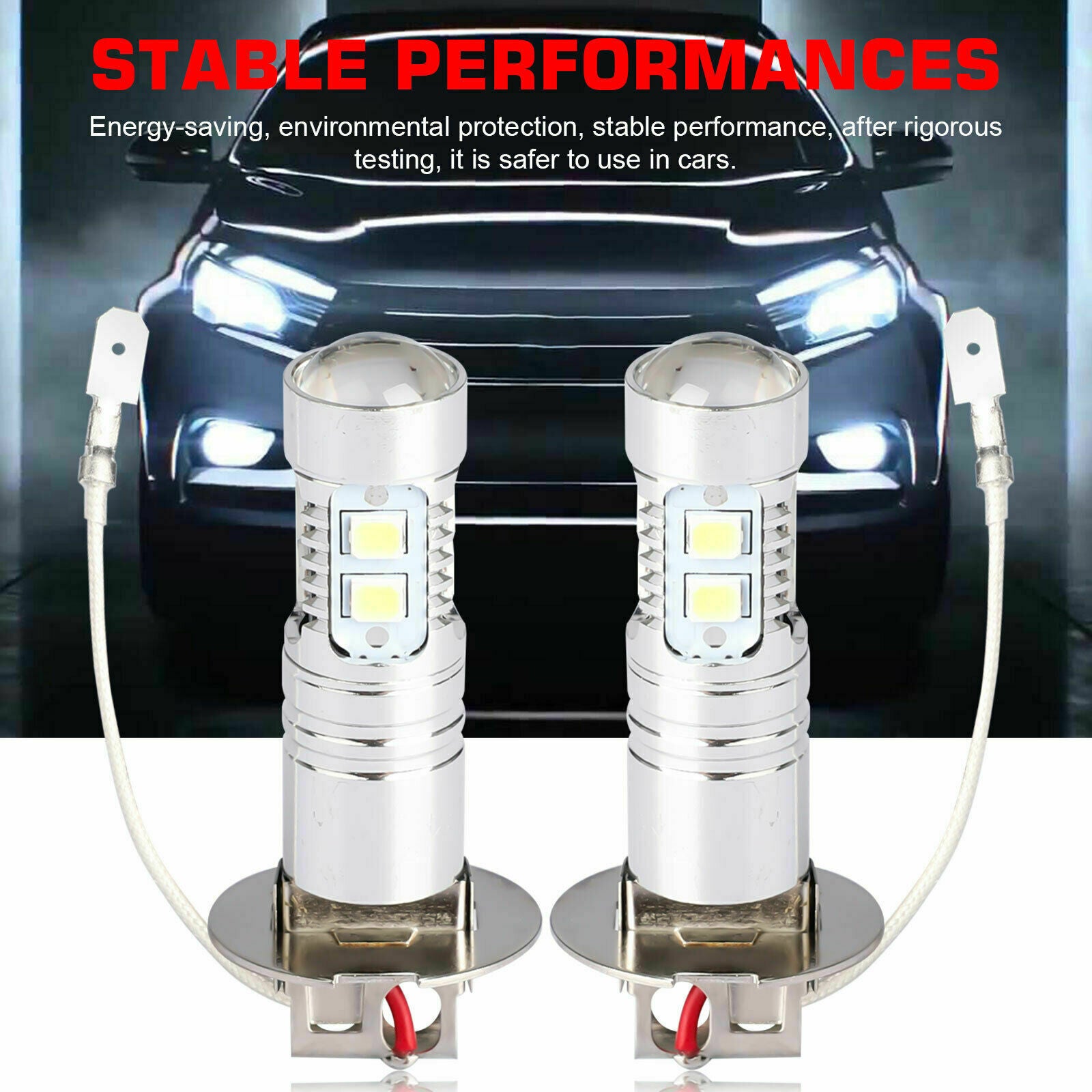 H3 CREE LED Fog Light Bulbs Conversion Kit Super Bright Canbus 6000K White 100W