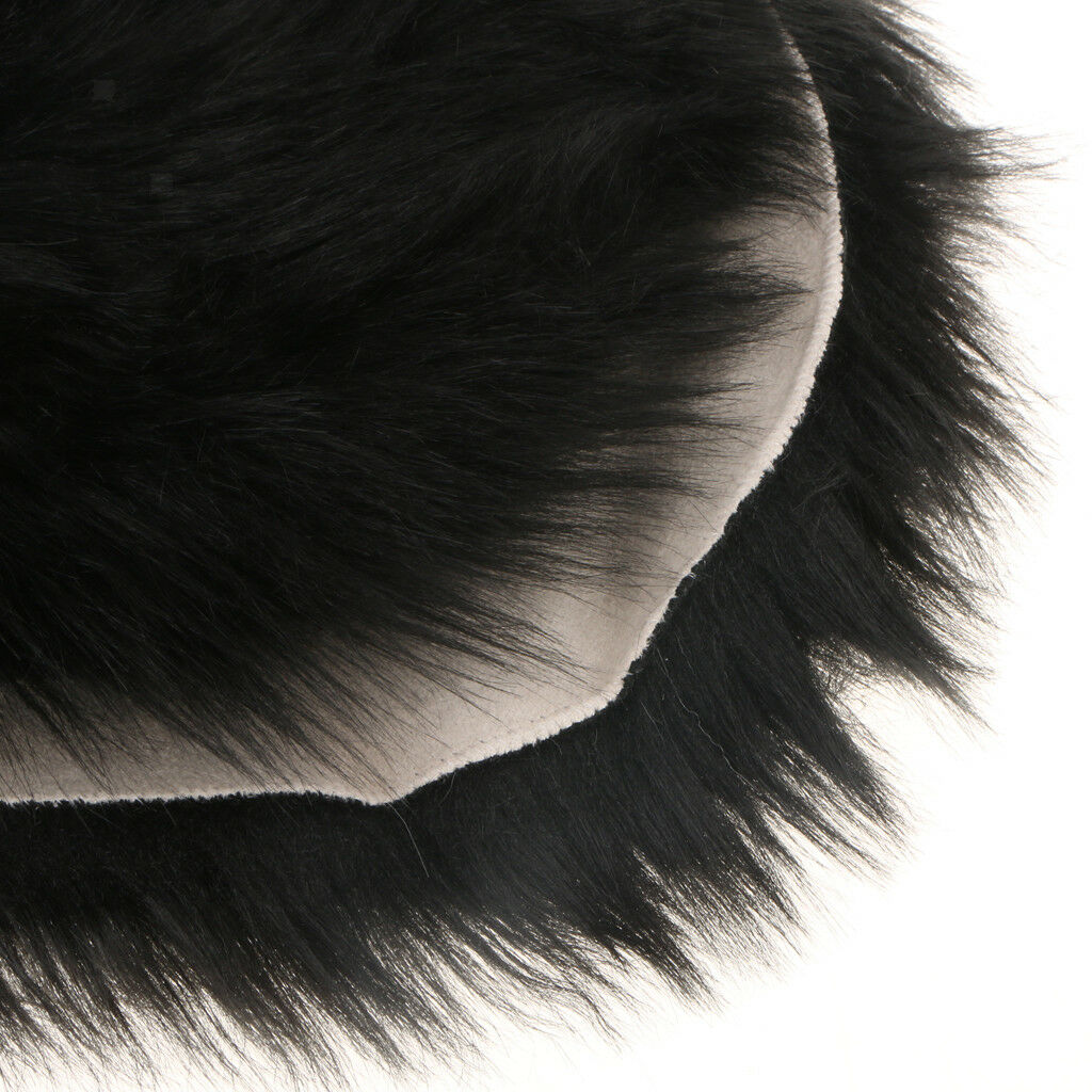 Love Shape Shaggy Silky 5cm Pile Sheepskin Area Rug Mat Floor Bedside Black