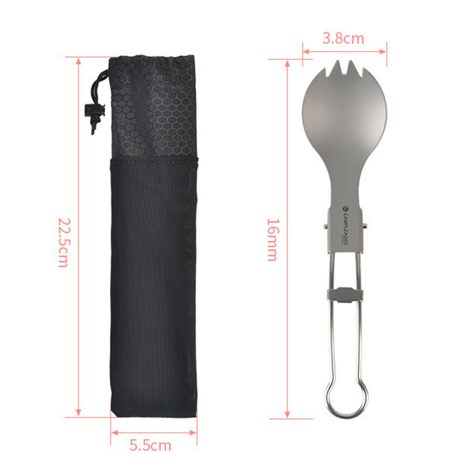 Collapsible Camping Spork Spoon Fork w/ Storage Pouch Office Travel BBQ