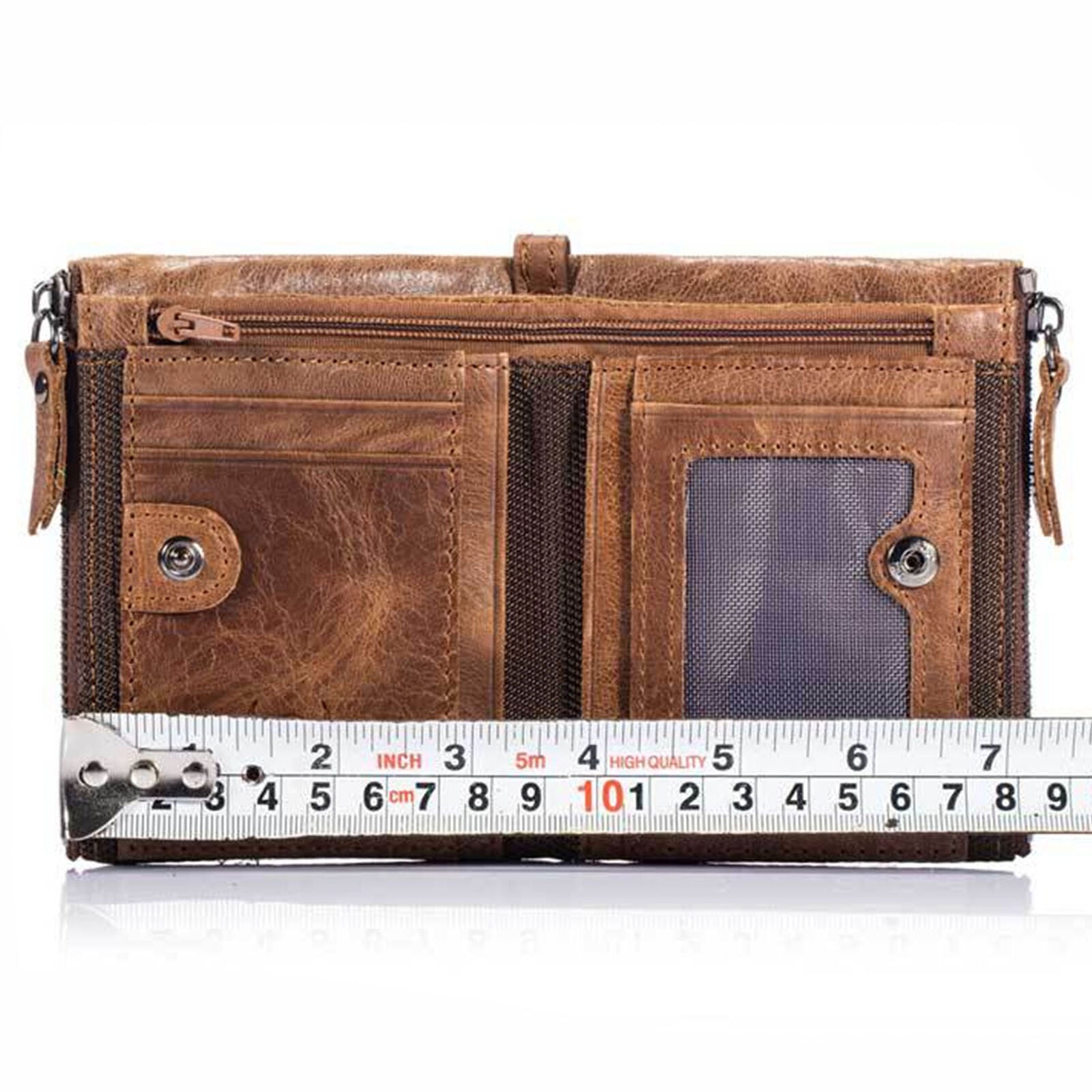 Men's Real Leather Purse Wallet Credit Card Holder Purse Brown
