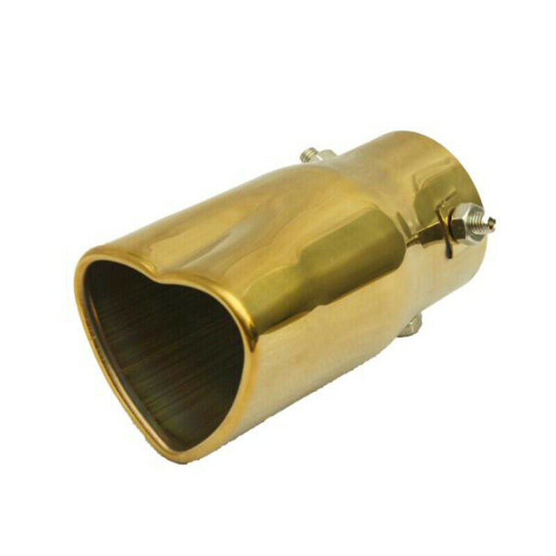 63mm 2.5" Inlet Heart Shaped Car Golden Exhaust Tip Tail Pipe Stainless Steel