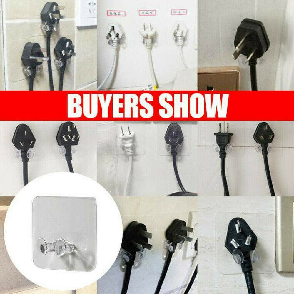 5PC Seamless Plastic Transparent Plug Wire Nail Bracket Hook Socket Storage Hook