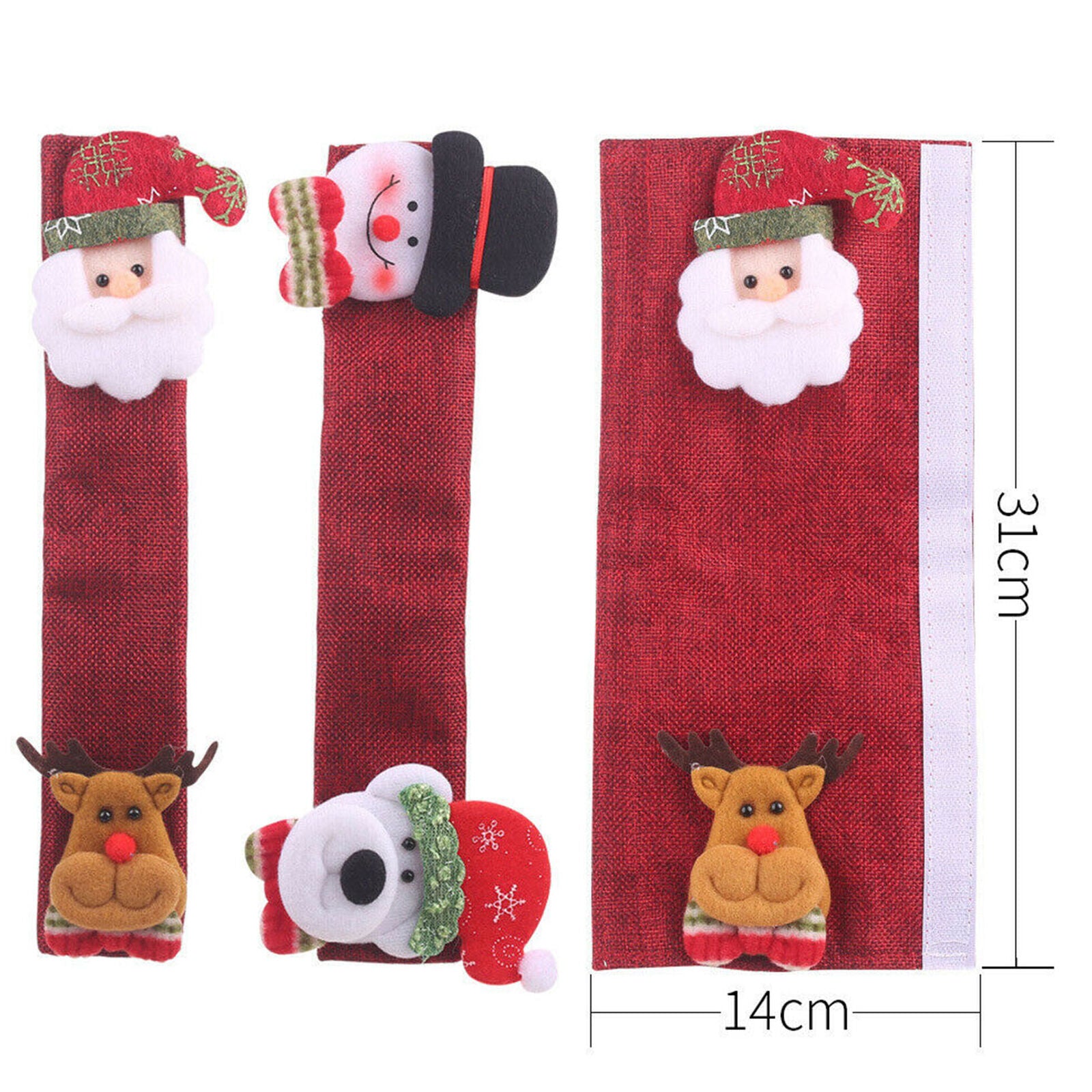 4pcs Fridge Microwave Door Handle Cover Protective Snowman Christmas Home Decor