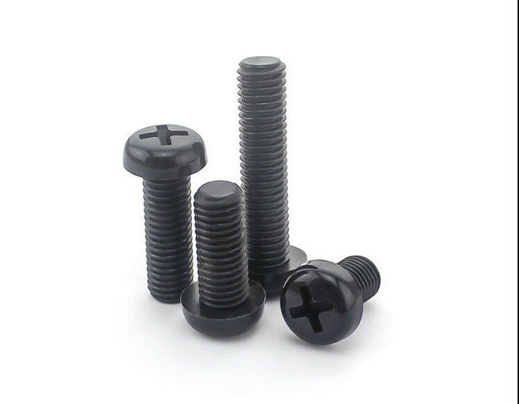 Pack of 100  Pan Head Black Nylon License Plate Pan Head Screws M3x8mm