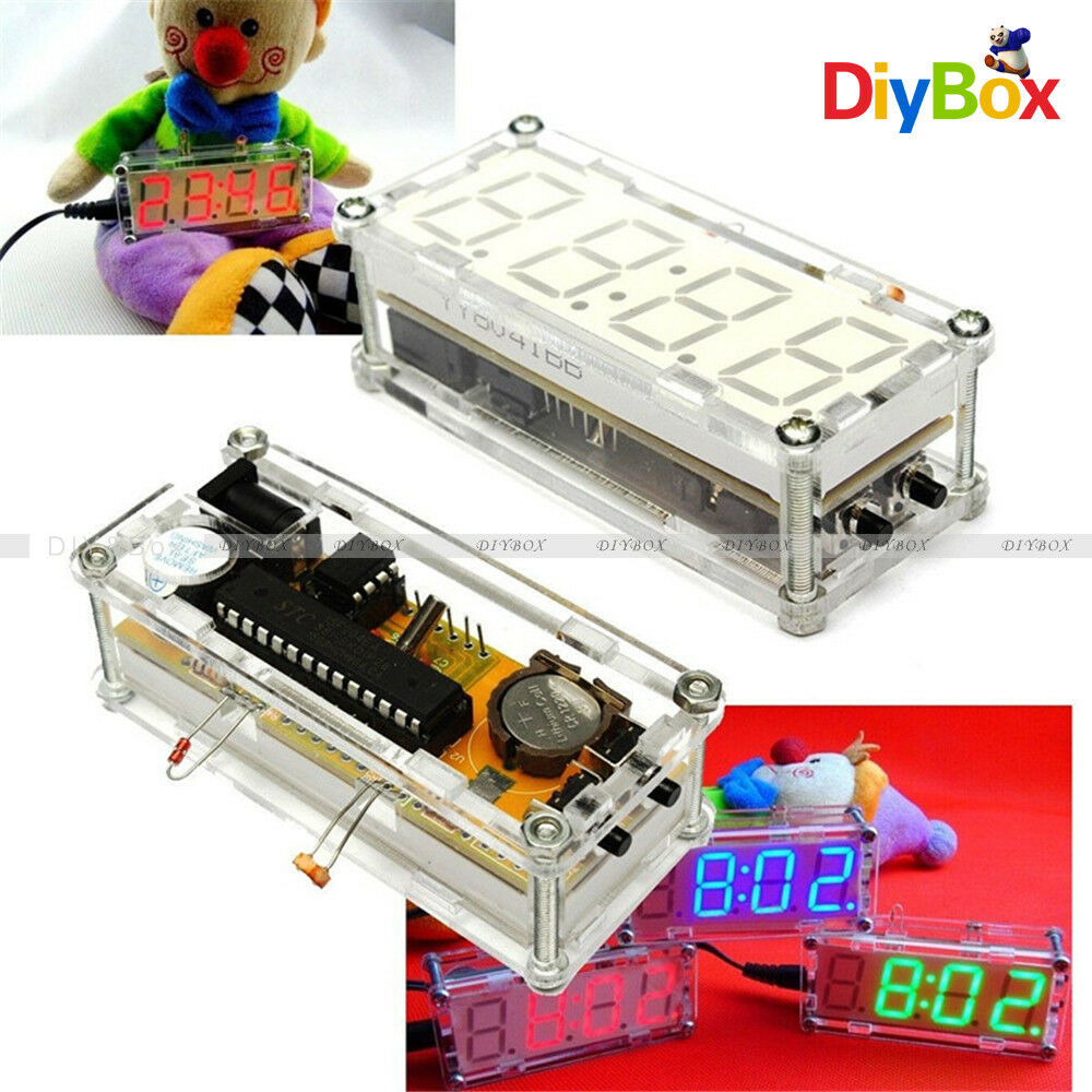 DIY Kit Red LED Electronic Clock Microcontroller Digital Clock Time Thermometer