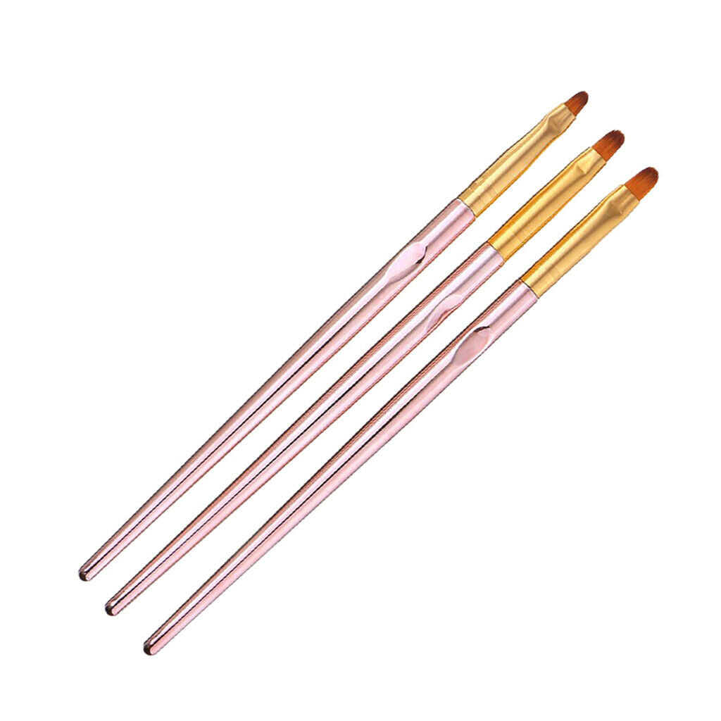 3Pcs Flat UV Gel Brushes Nail Art DIY Acrylic Painting Brush Manicure Tools