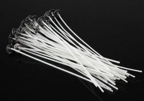 50 Candle Wicks 6 inch Cotton Core Pre Waxed With Sustainers For Candle Making