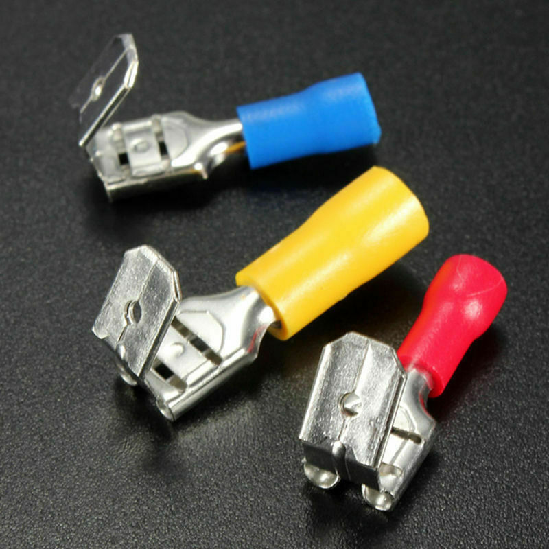 100pcs Red&Blue&Yellow Piggyback Insulated Spade Crimp Terminal Connectors Kit