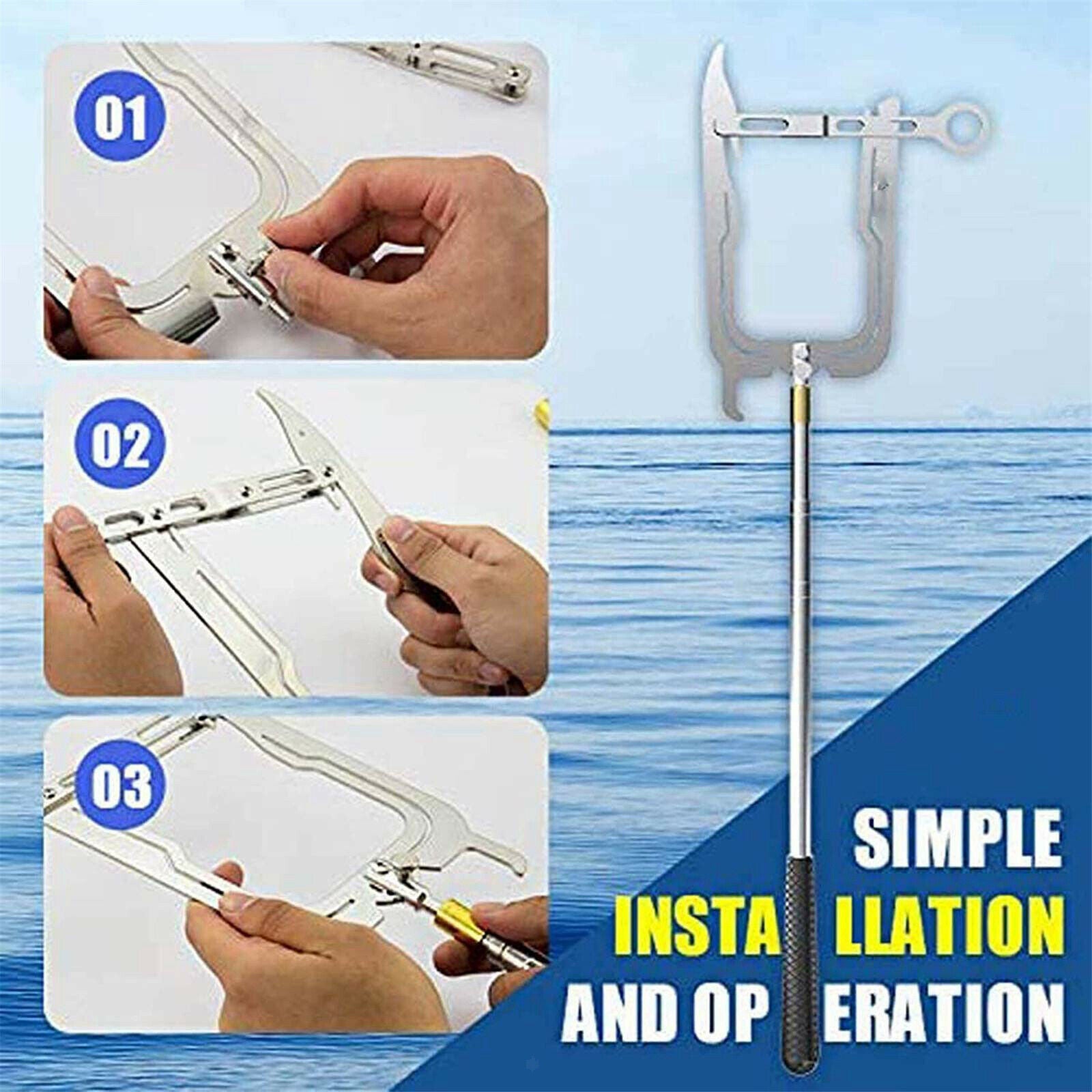 Multi-Purpose U Type Telescopic Boat Hook Dock Hook Long-Distance Threader