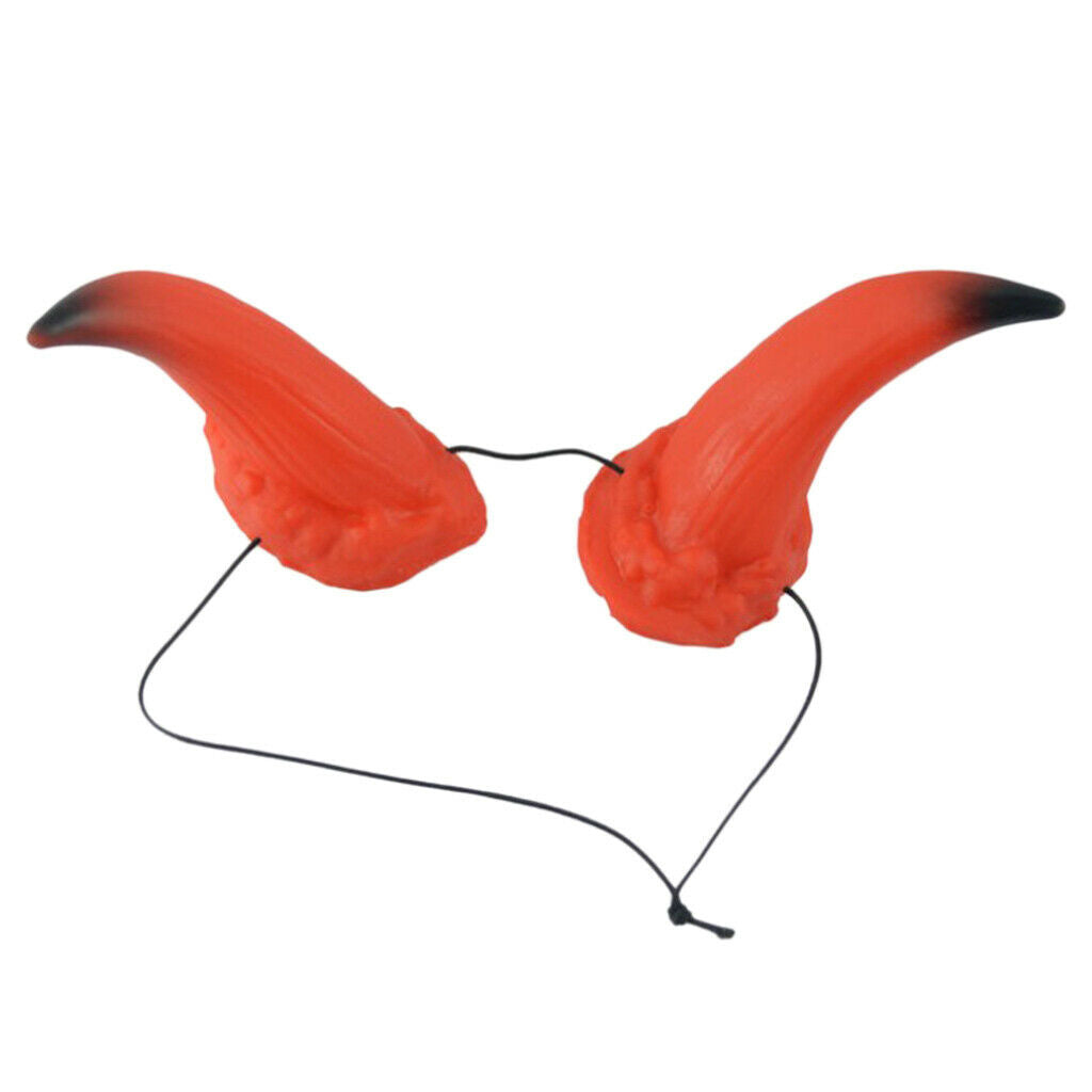 Red Devil OX Horns Headwear Costume Hair Accessories Headband Halloween Hoop