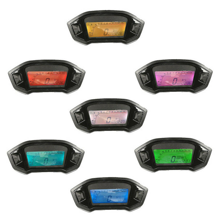 12V Motorcycle 7 Colors Backlit LCD Digital Speedometer Odometer Gauge Meter N-5