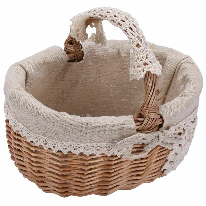 Wicker Basket Rattan Storage Basket Box Picnic Basket Fruit Flower Baskets andE8